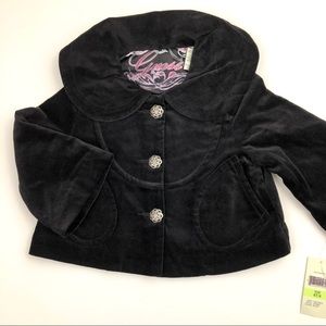 Guess Girls Velveteen Dress Jacket Lined Logo